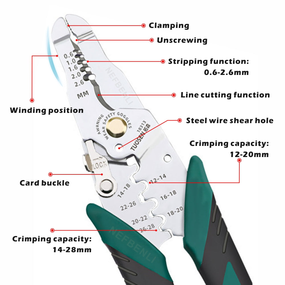 Wire Stripper Multifunctional Electrician Pliers Stainless Iron