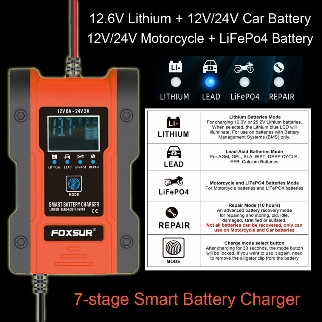 Lithium Battery 12V 24V Car Battery Charger