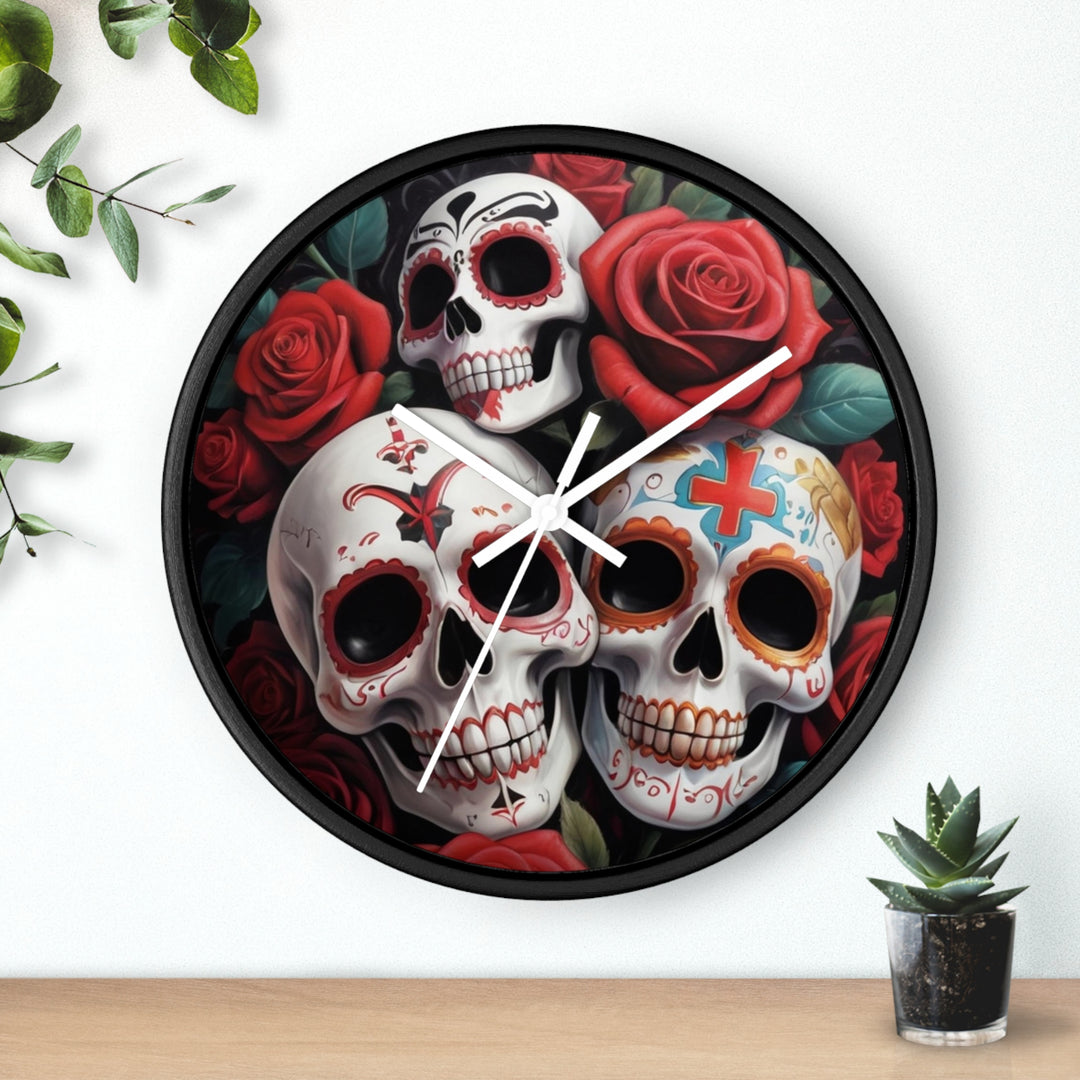 Skulls & Roses Wall Clock