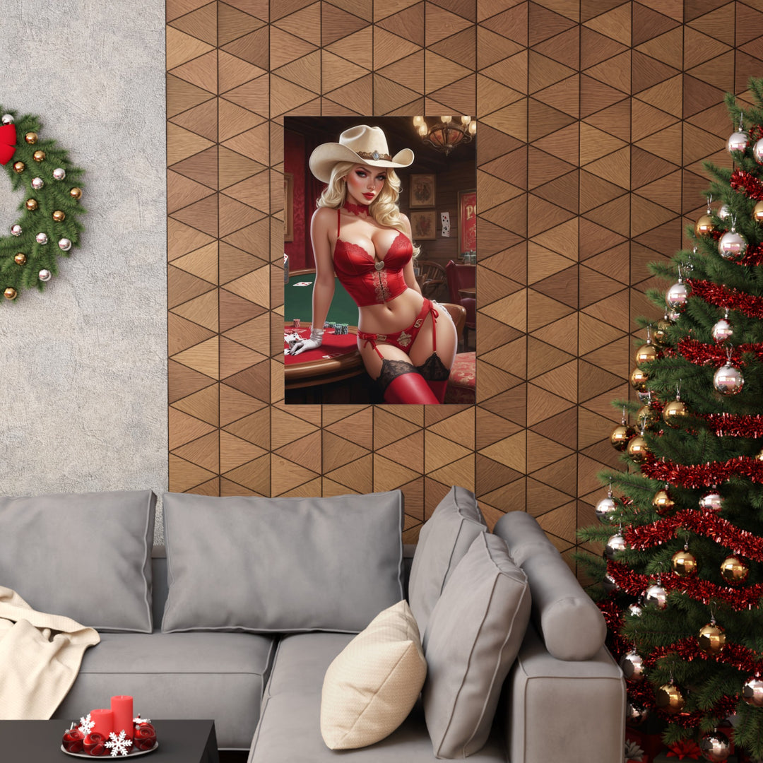 Cowgirl Poker Player Matte Vertical Posters