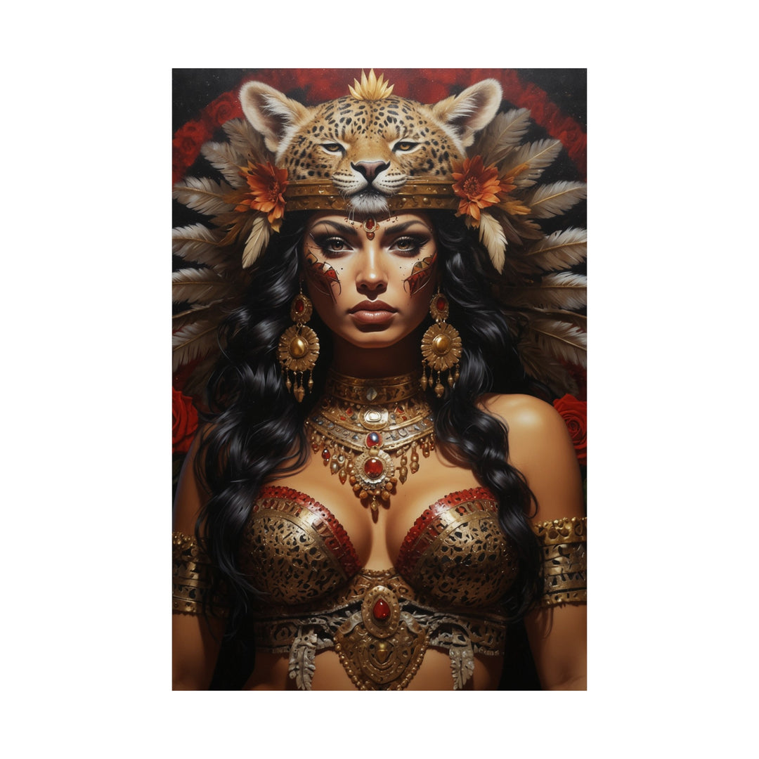 Aztec Jaguar Princess Vertical Posters