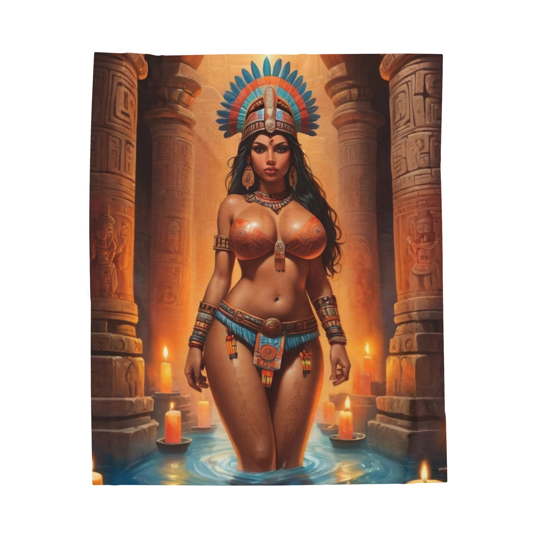 Aztec Warrior Princess Plush Blanket