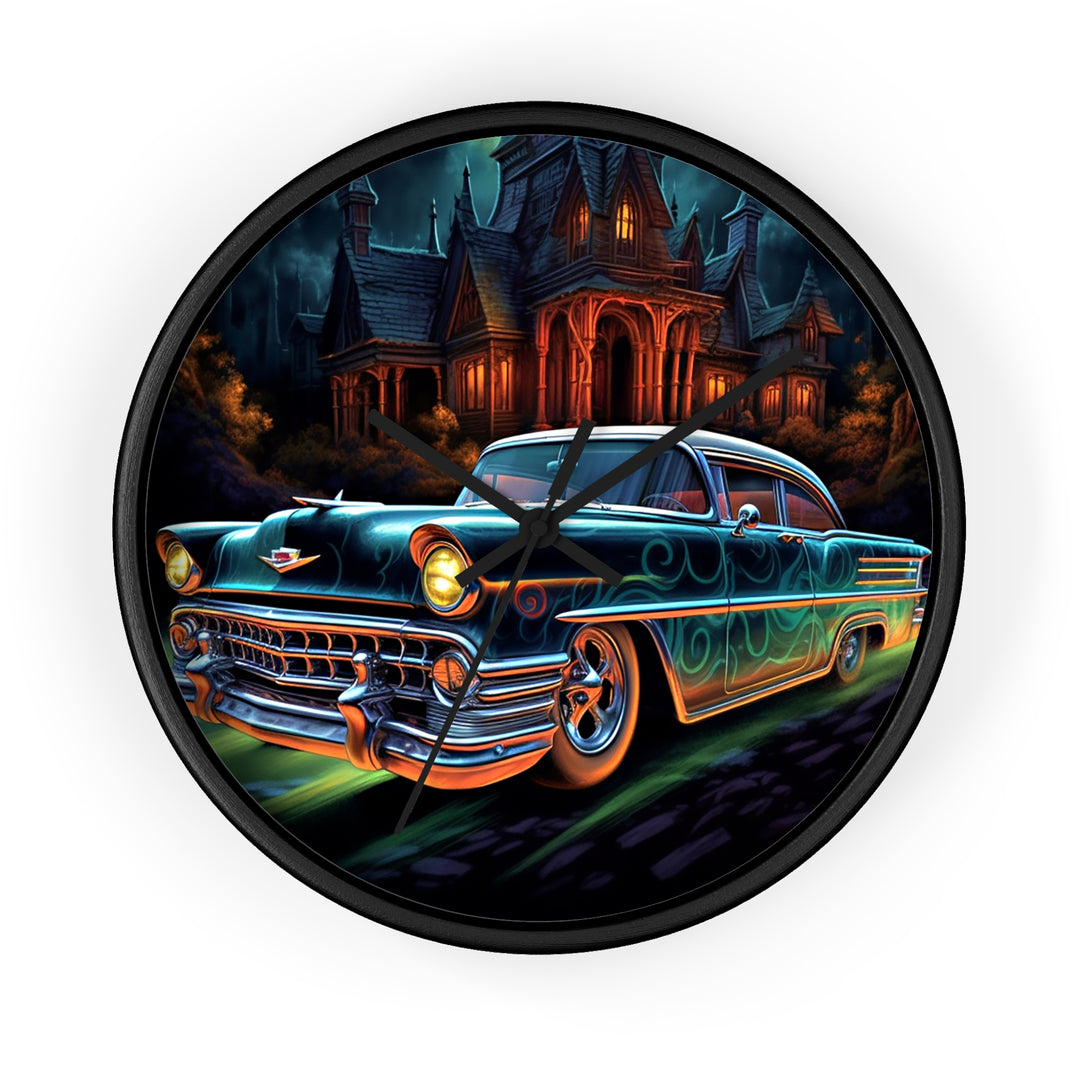 1957 Chevy Haunted House Wall Clock