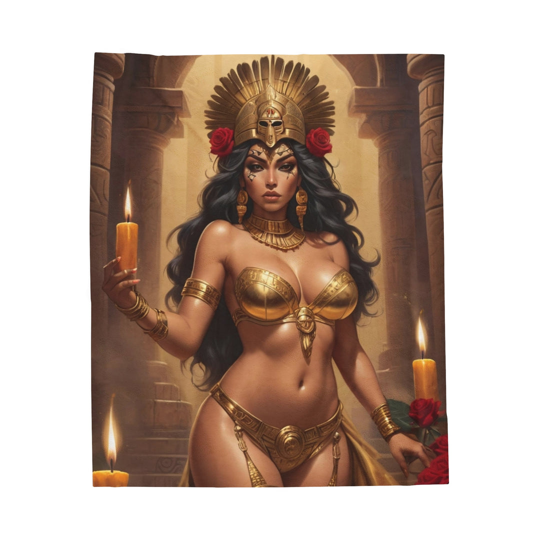 Aztec Warrior Princess Gold Plush Blanket