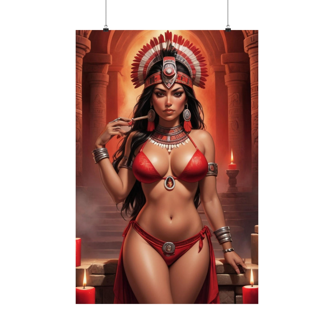 Aztec Princess in Temple Matte Vertical Posters