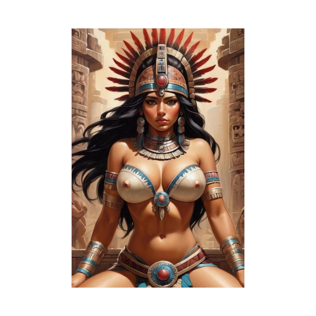 Aztec Princes in Temple Matte Vertical Posters