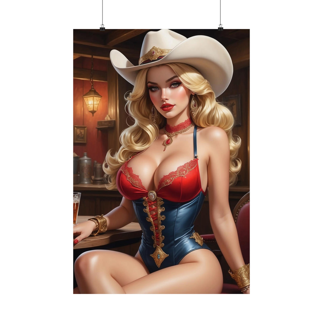 Cowgirl Saloon Matte Vertical Posters