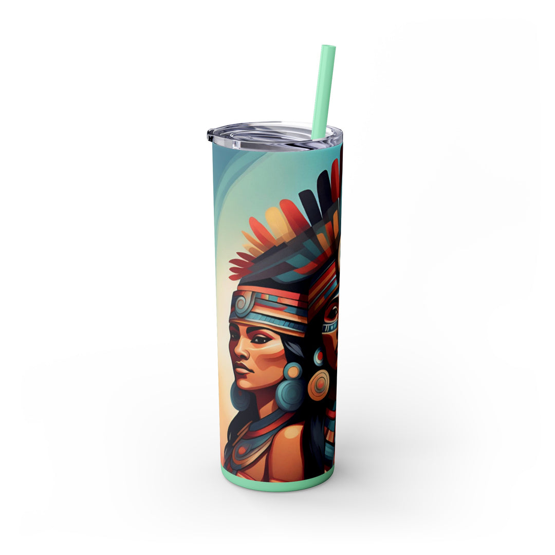 Aztec Women Trio Fantasy Skinny Tumbler with Straw, 20oz