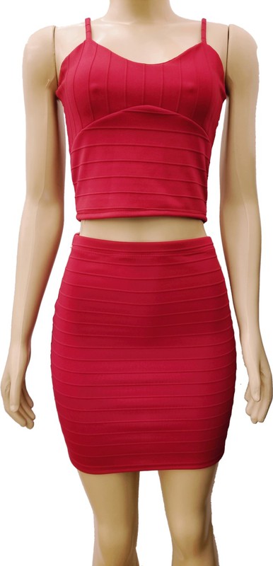 JUNIOR'S BANDAGE CROP TOP AND SKIRT SET