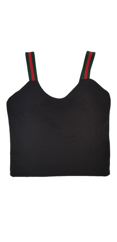 JUNIOR'S ELASTIC STRAP CROP TOP