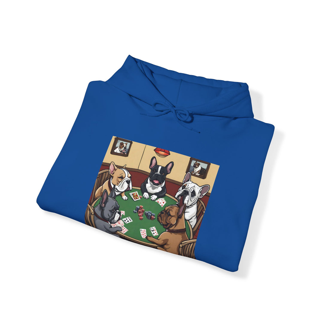 French Bulldog Poker Game Heavy Blend™ Hooded Sweatshirt