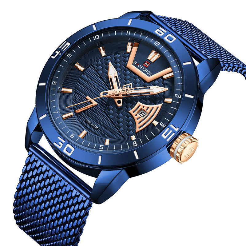 Stainless Steel Mesh Band Quartz Men's Watch Luminous