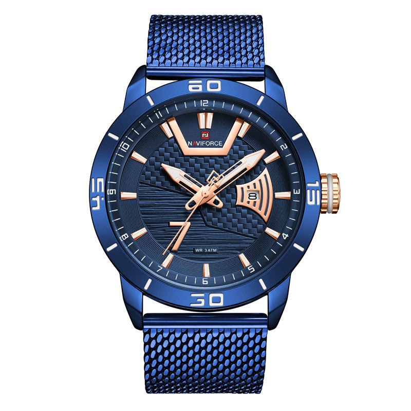 Stainless Steel Mesh Band Quartz Men's Watch Luminous