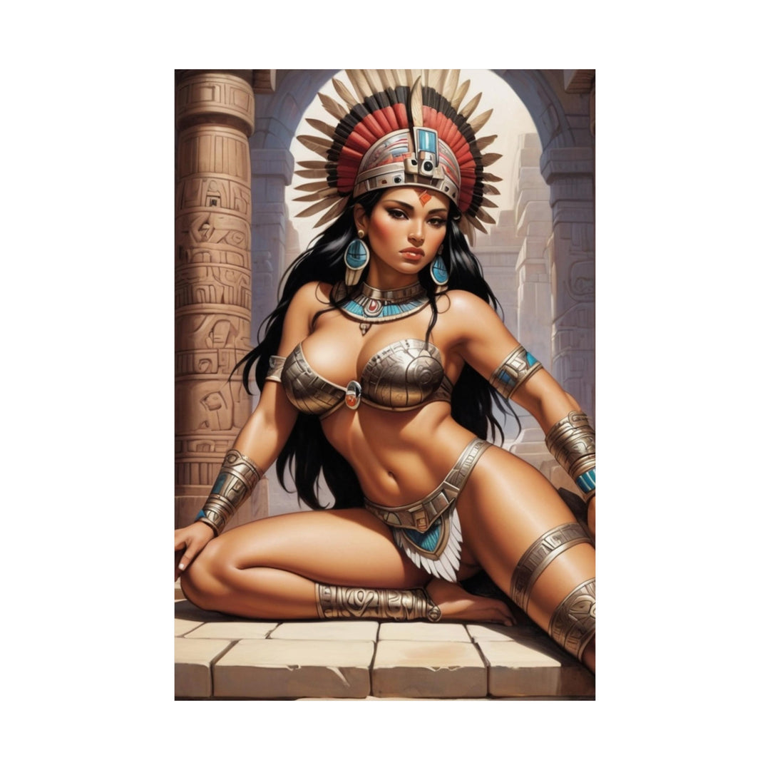 Aztec Warrior Princess in Temple Vertical Posters