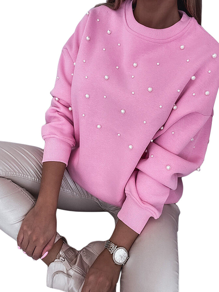 Pearl Studded Long Sleeve Blouse Lady