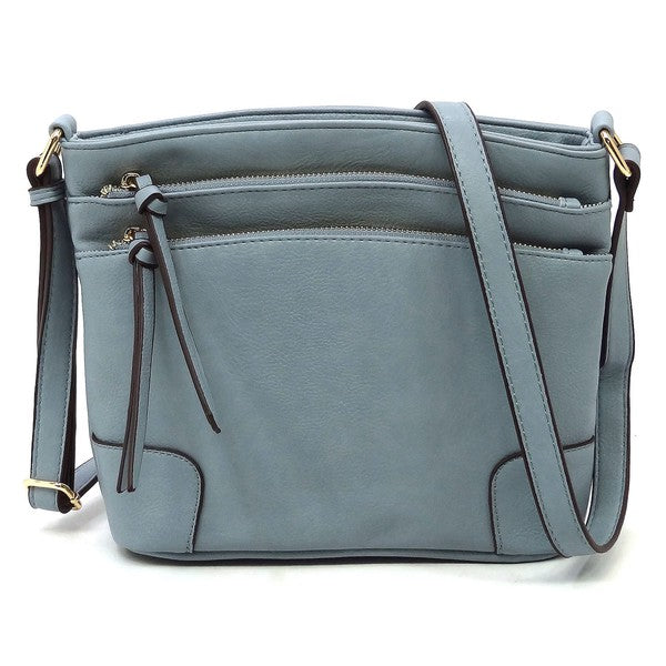 Fashion Multi Zip Pocket Crossbody Bag