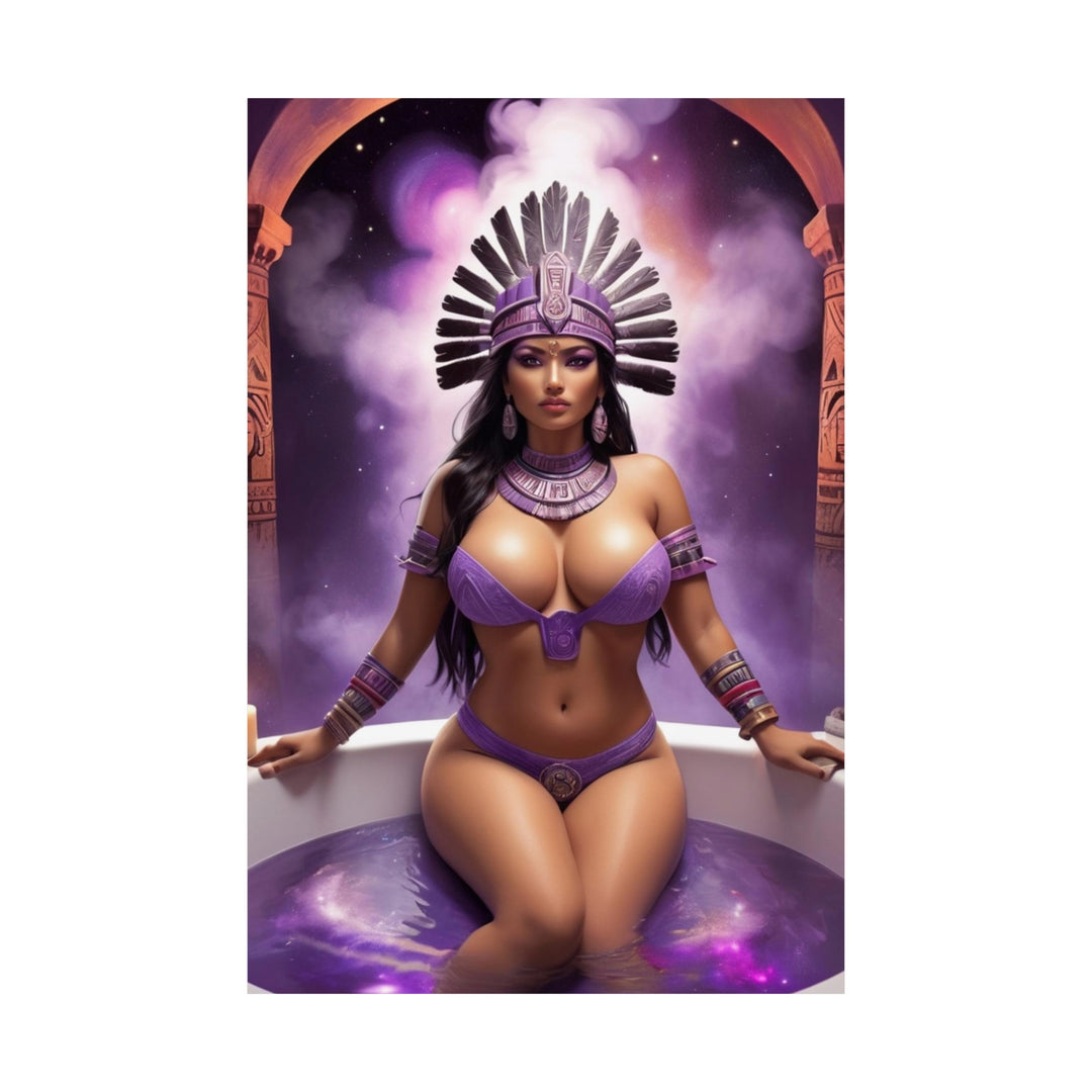 Aztec Princes Temple Purple Steam Matte Vertical Posters