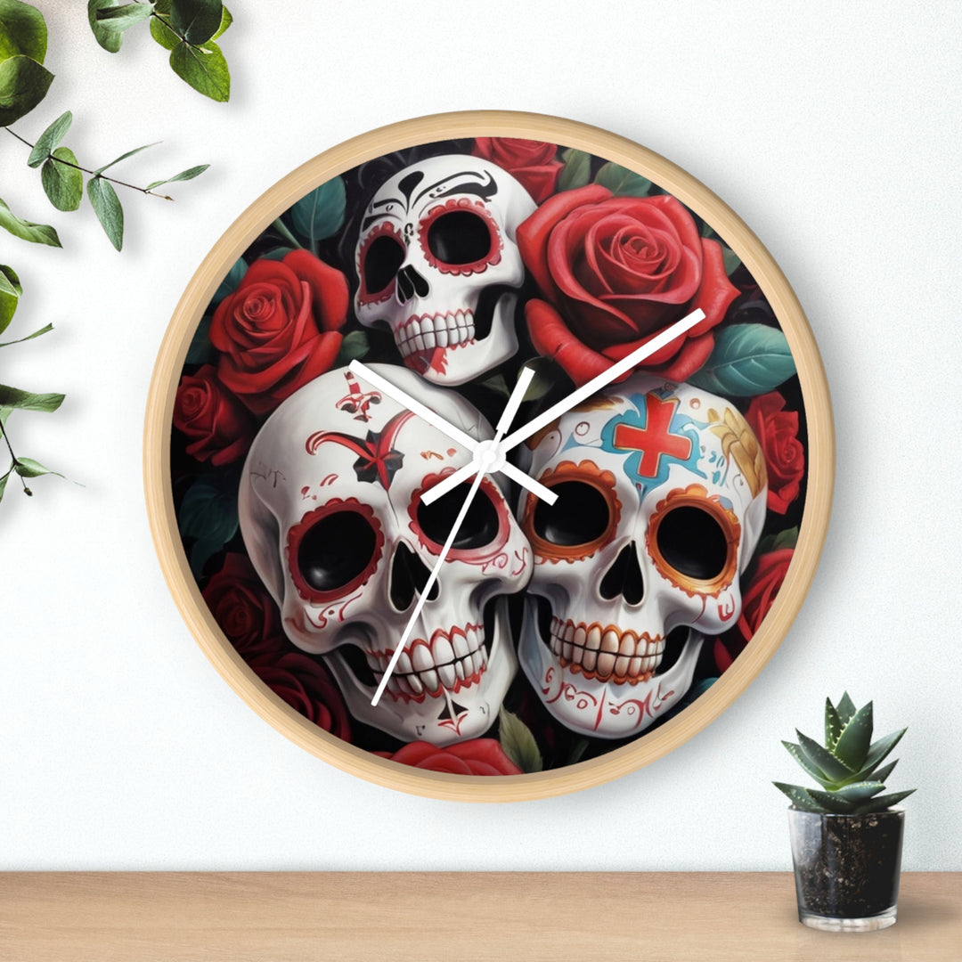 Skulls & Roses Wall Clock