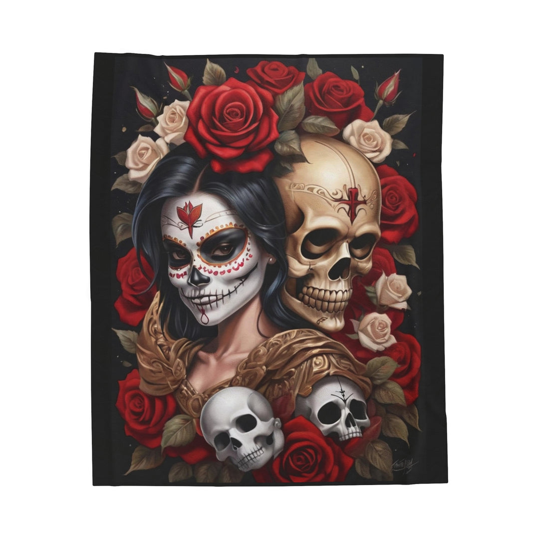 Catrina Payasa Chicano Art Plush Blanket