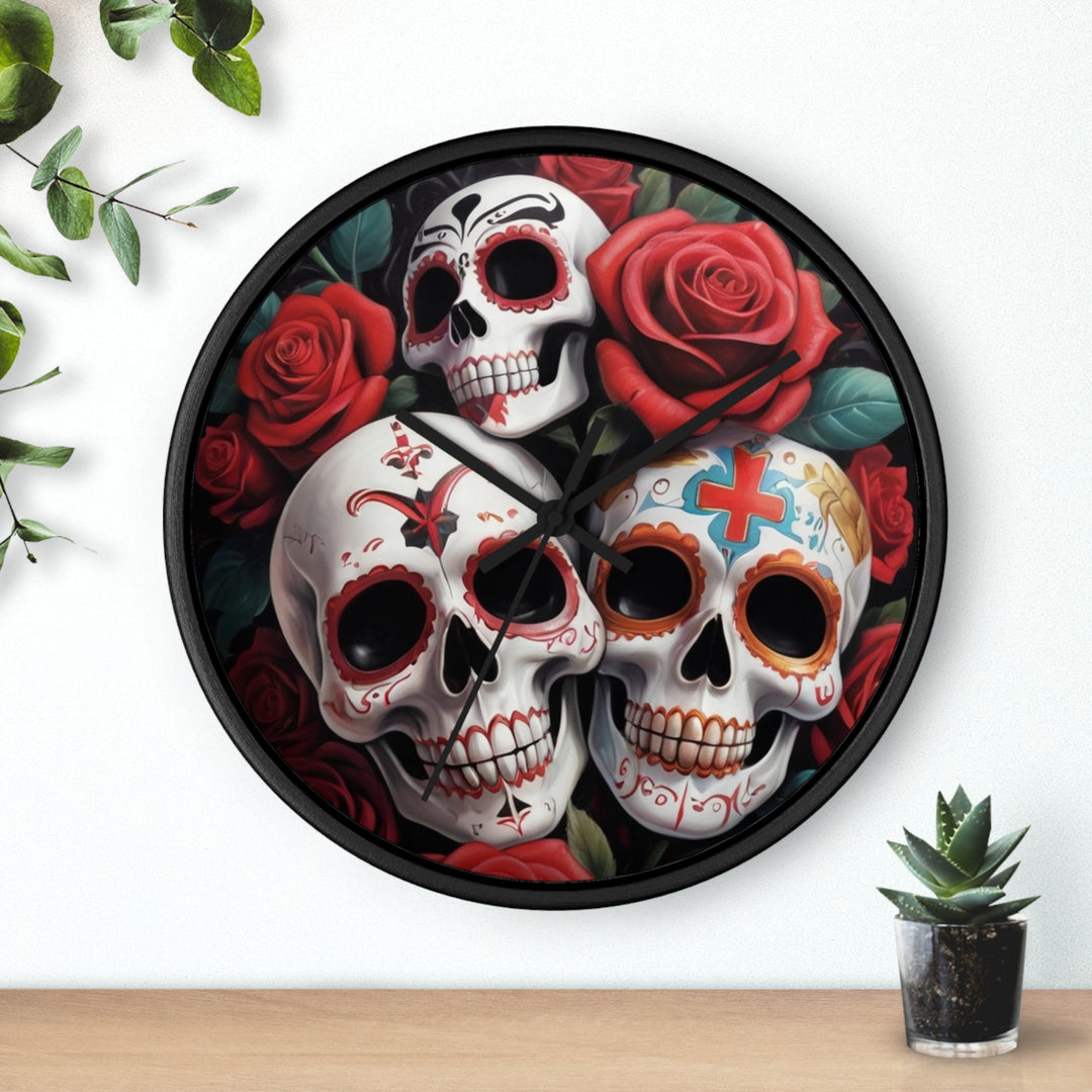 Skulls & Roses Wall Clock