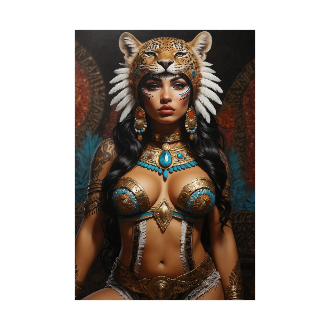 Aztec Leopard Princess Vertical Posters