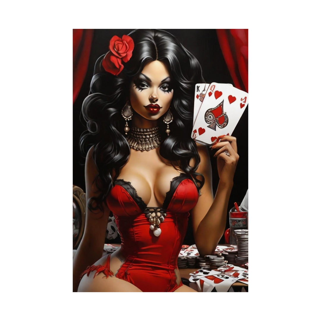 Poker Clown Payasa Chicano Art Vertical Poster