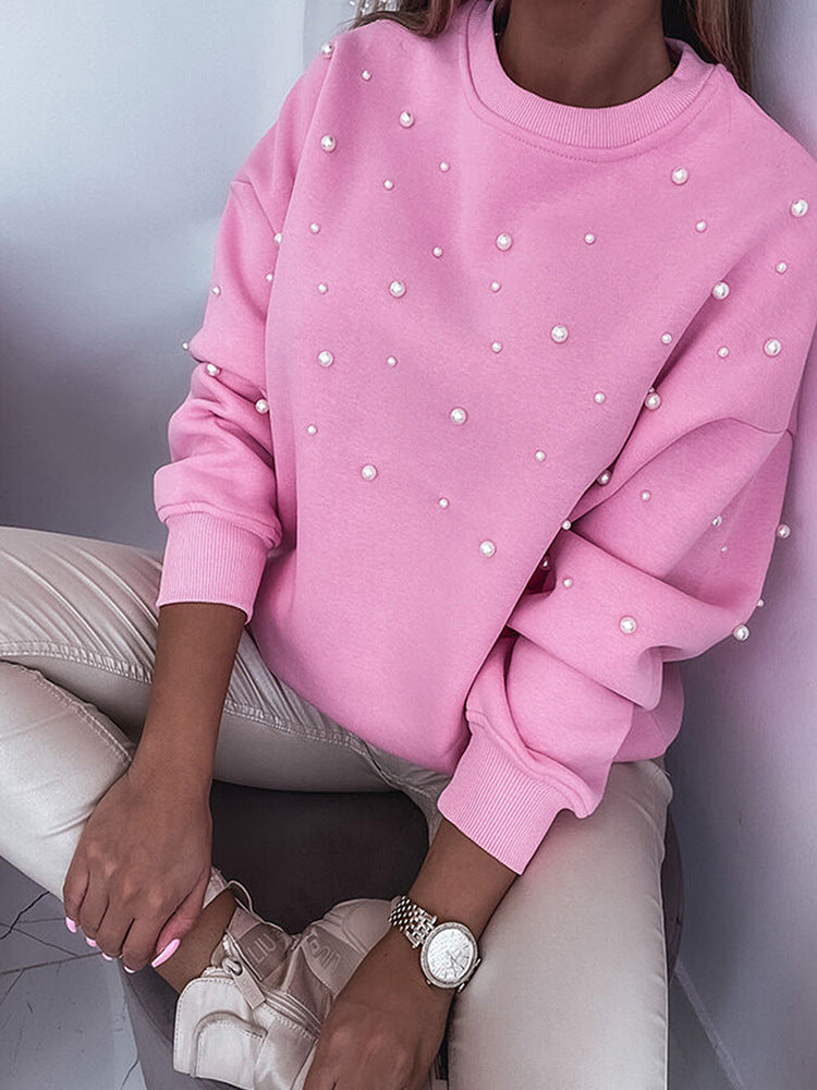 Pearl Studded Long Sleeve Blouse Lady