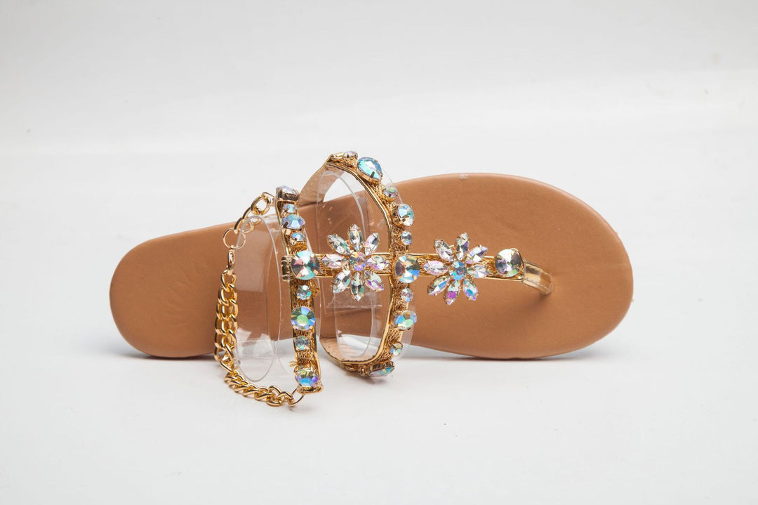 Spot sale rhinestone sandals flat