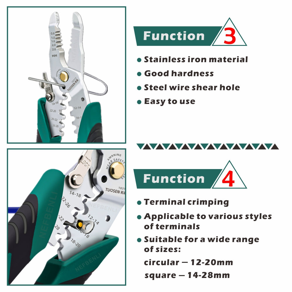 Wire Stripper Multifunctional Electrician Pliers Stainless Iron