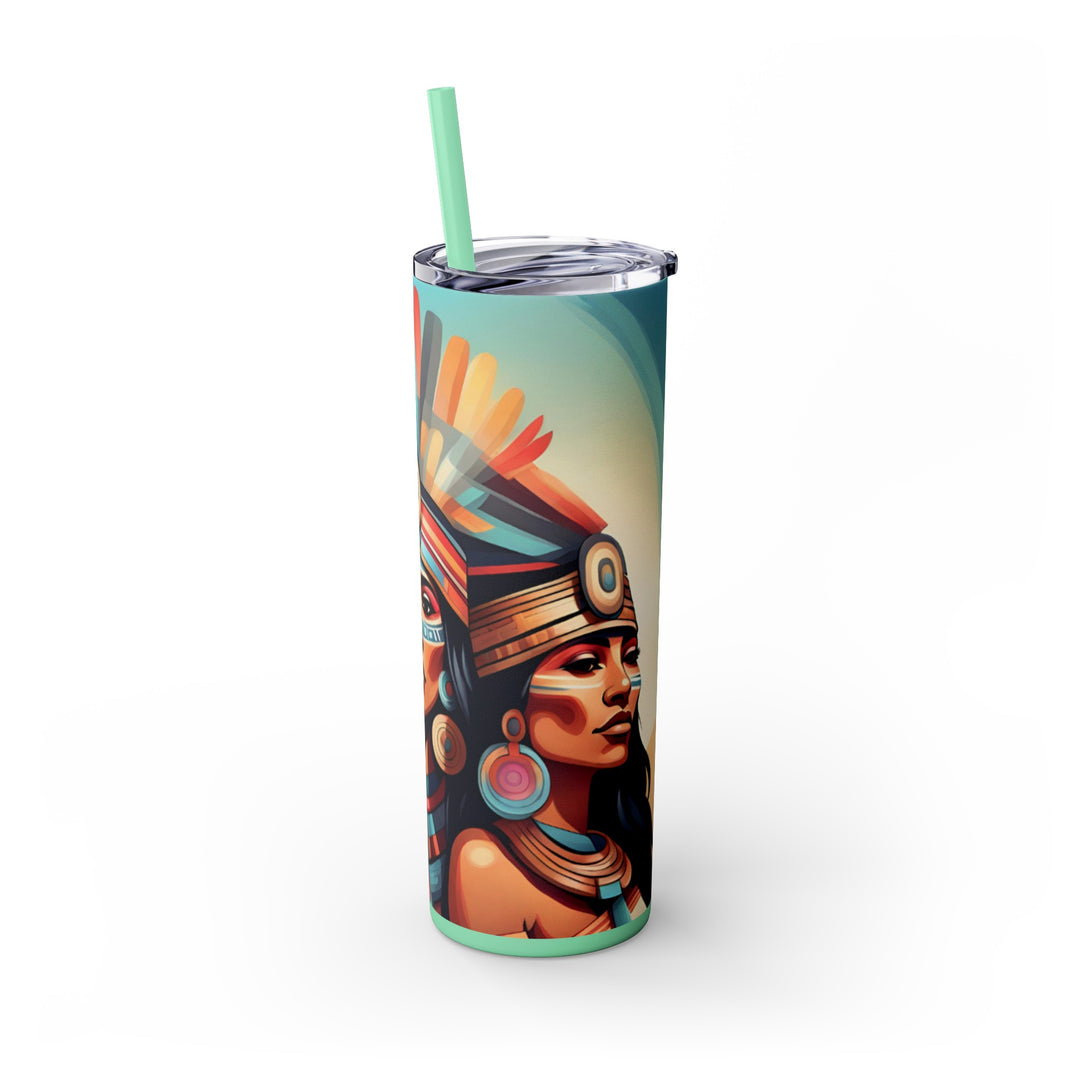 Aztec Women Trio Fantasy Skinny Tumbler with Straw, 20oz