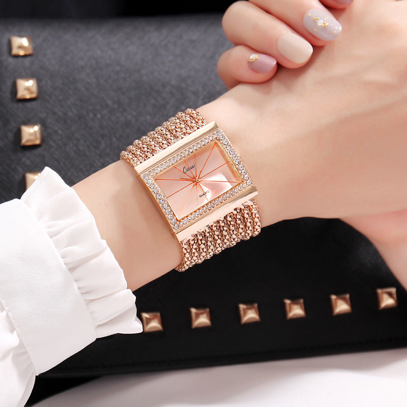 Square rhinestone watch