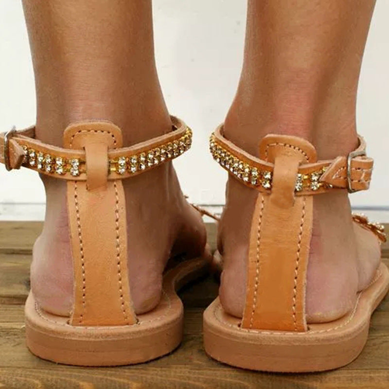 Rhinestone open-toe wild sandals