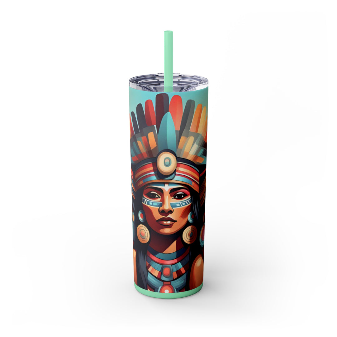 Aztec Women Trio Fantasy Skinny Tumbler with Straw, 20oz