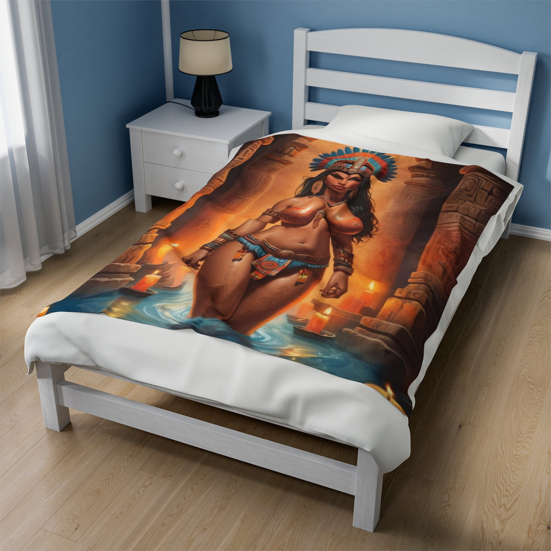 Aztec Warrior Princess Plush Blanket