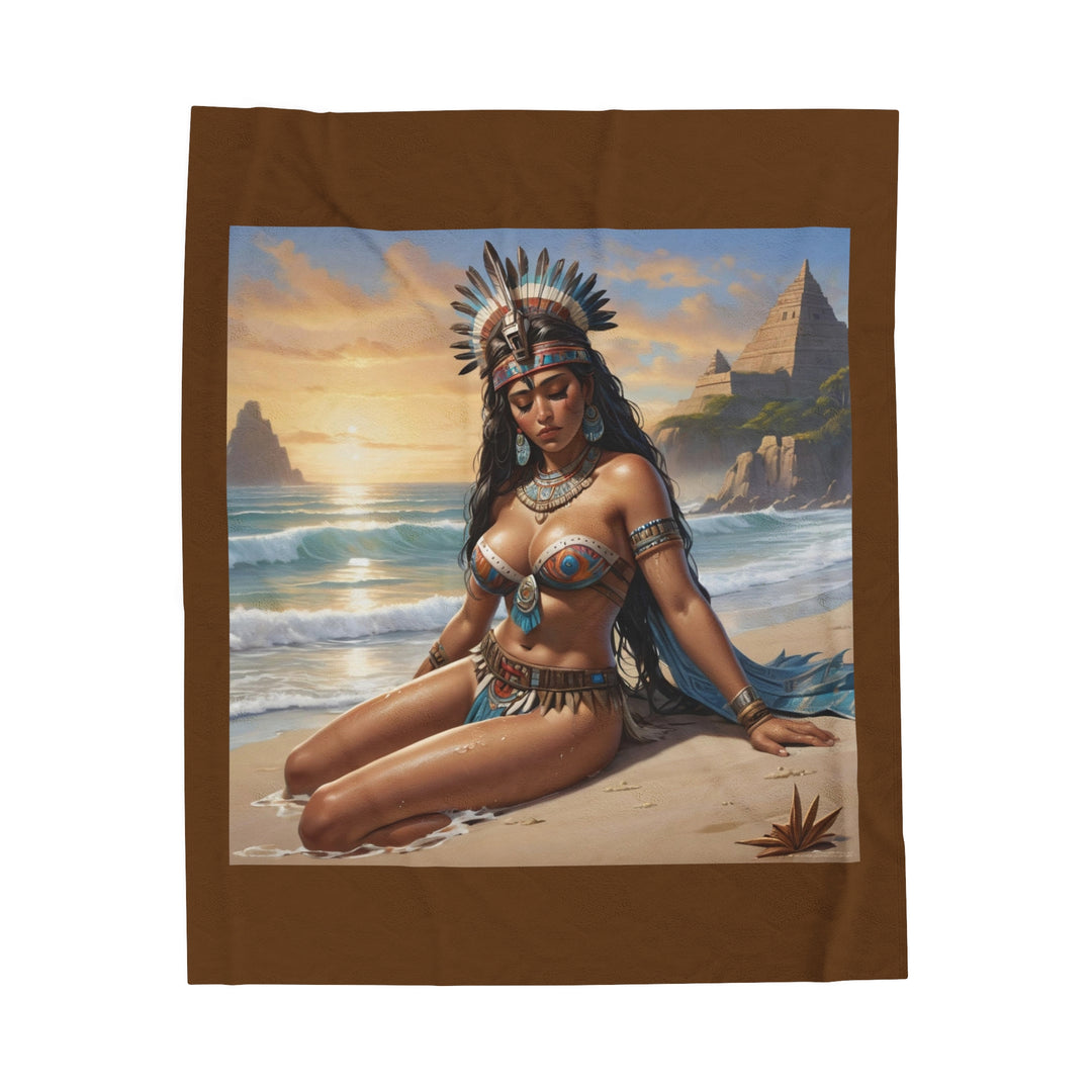 Aztec Princess On Beach Plush Blanket