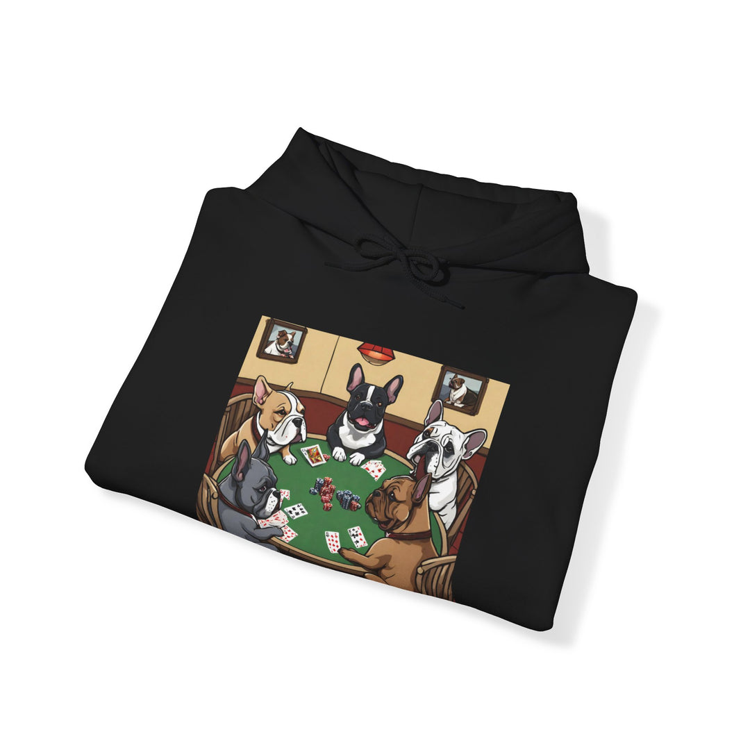 French Bulldog Poker Game Heavy Blend™ Hooded Sweatshirt