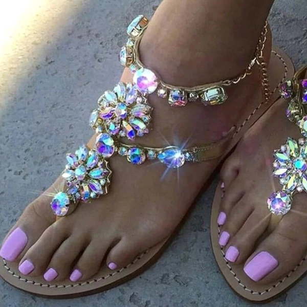 Spot sale rhinestone sandals flat