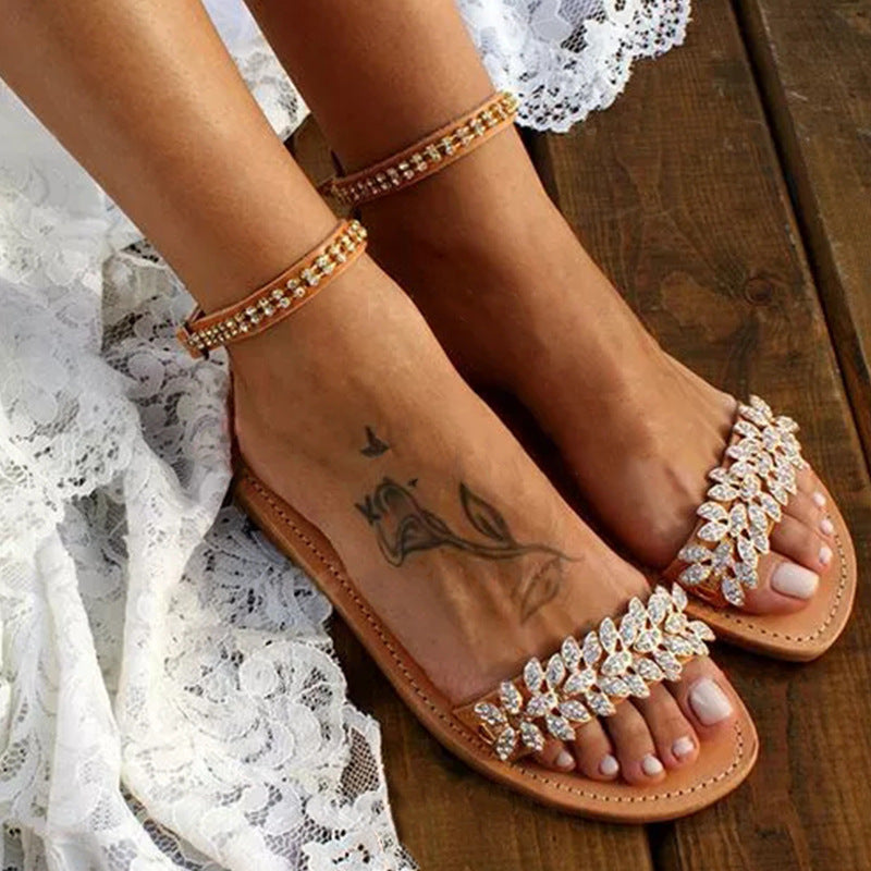 Rhinestone open-toe wild sandals