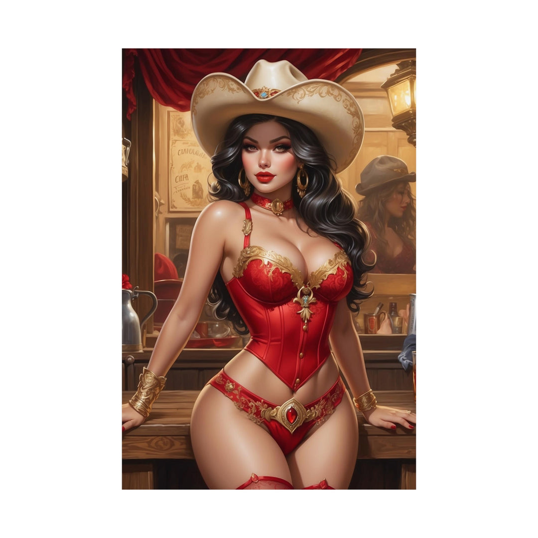 Cowgirl Saloon Chicano Art Matte Vertical Posters