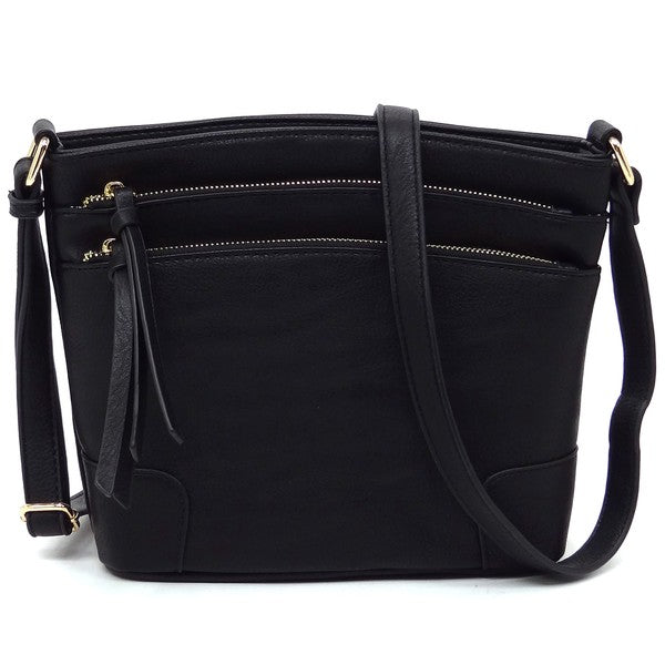 Fashion Multi Zip Pocket Crossbody Bag