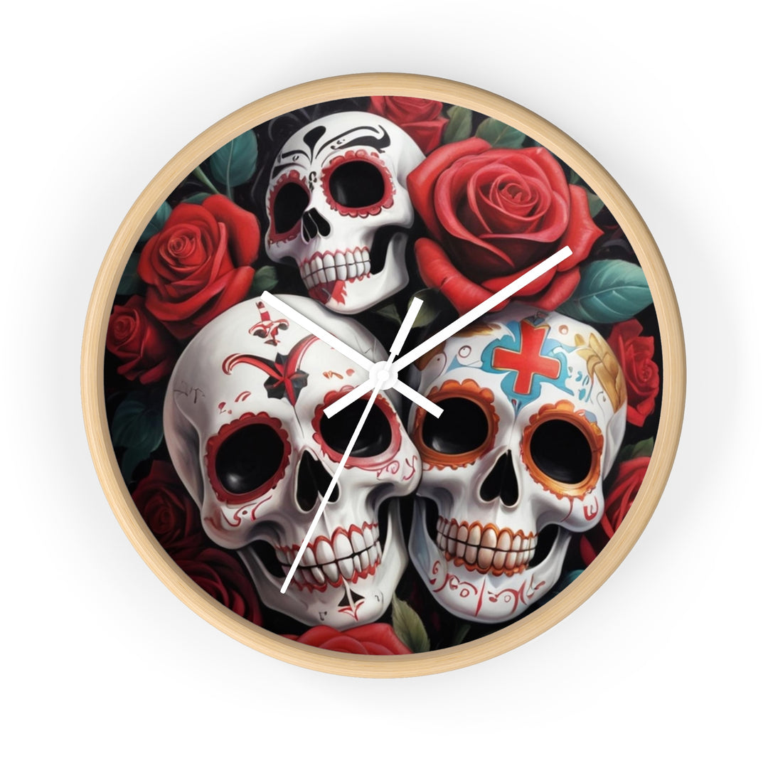 Skulls & Roses Wall Clock