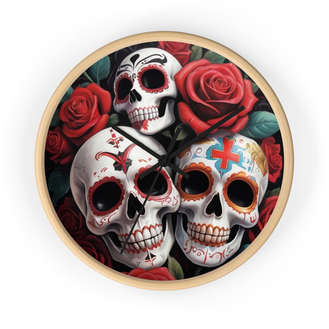 Skulls & Roses Wall Clock