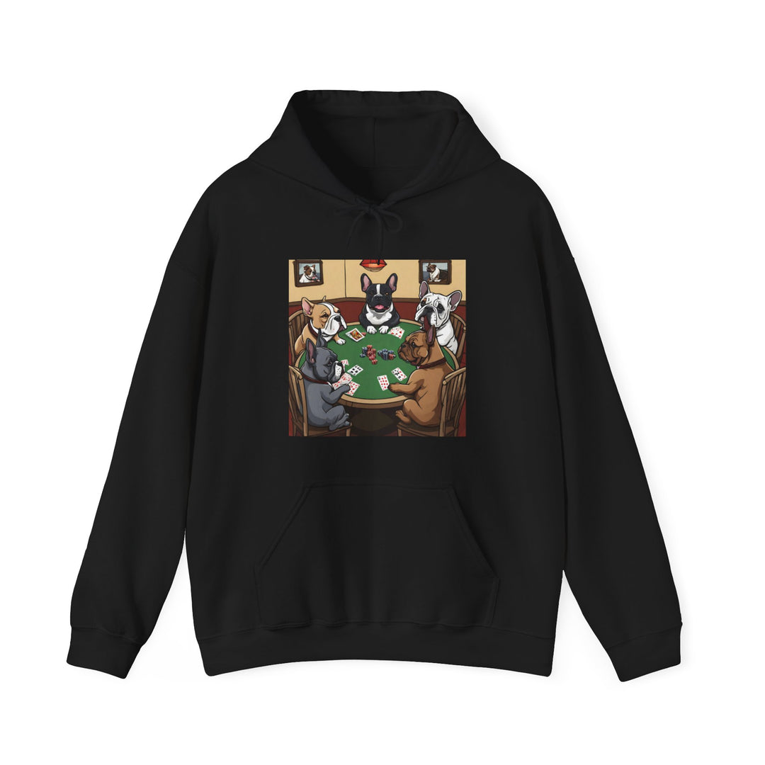 French Bulldog Poker Game Heavy Blend™ Hooded Sweatshirt