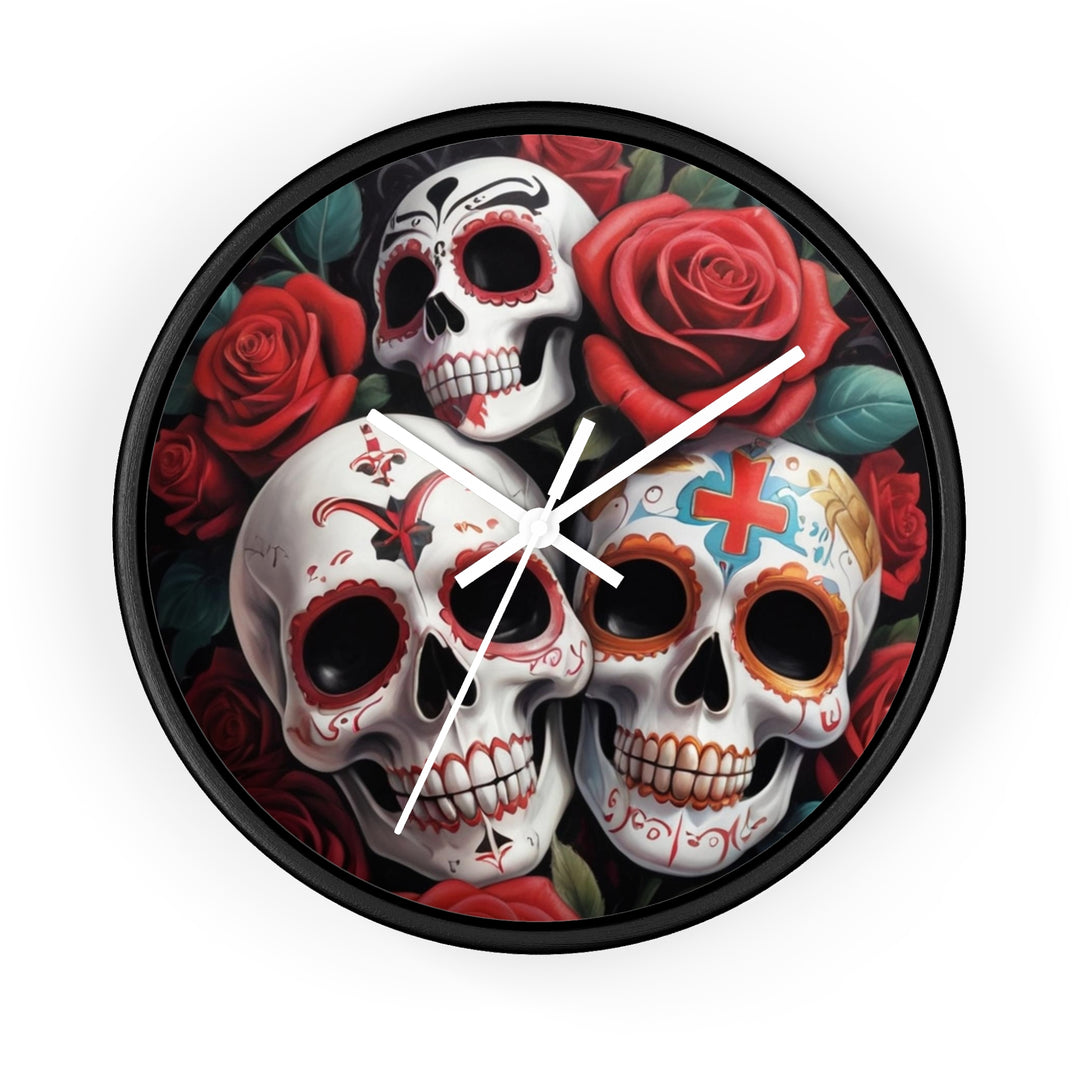 Skulls & Roses Wall Clock