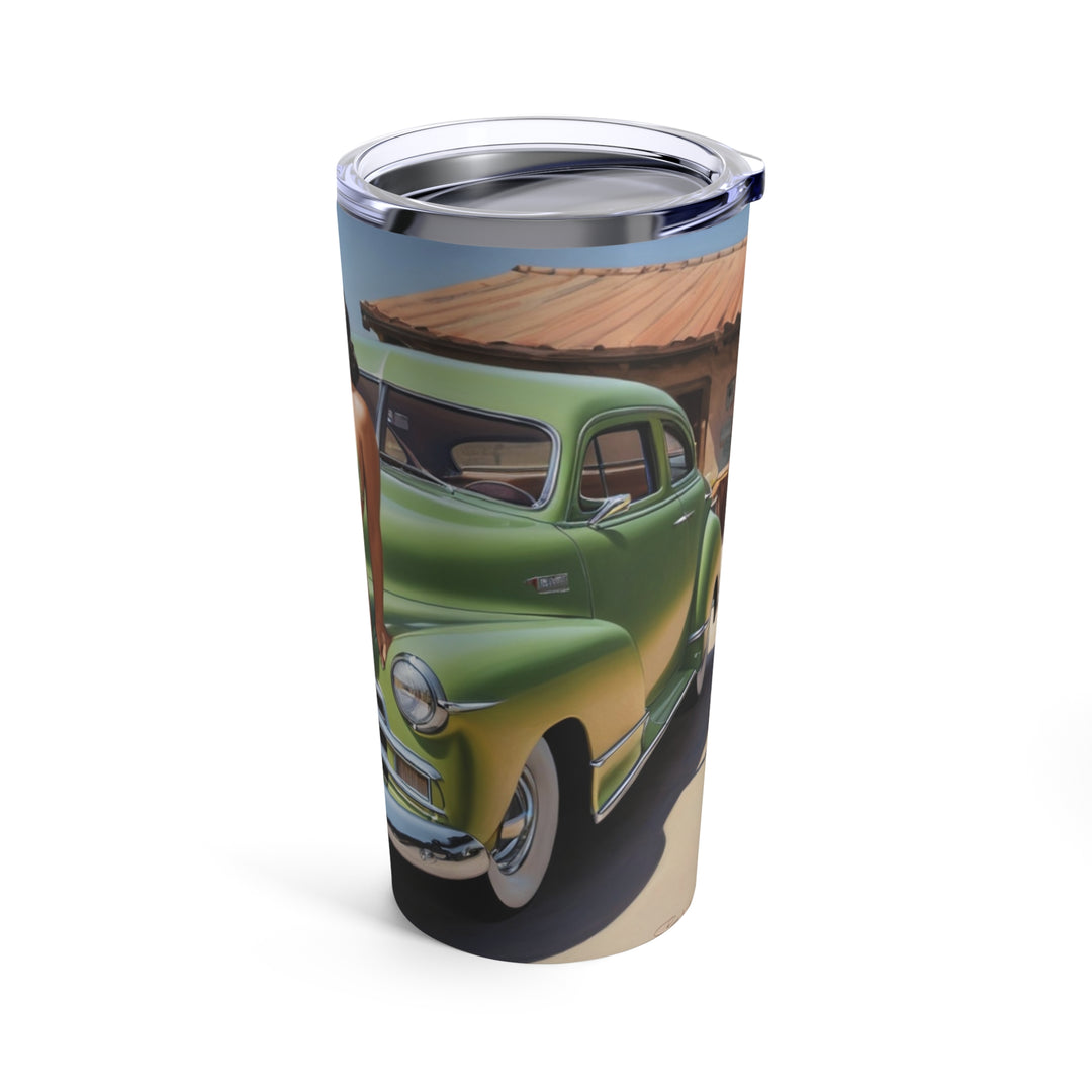 1948 Chevy Fleetline Beach Babe Chicano Art Tumbler 20oz