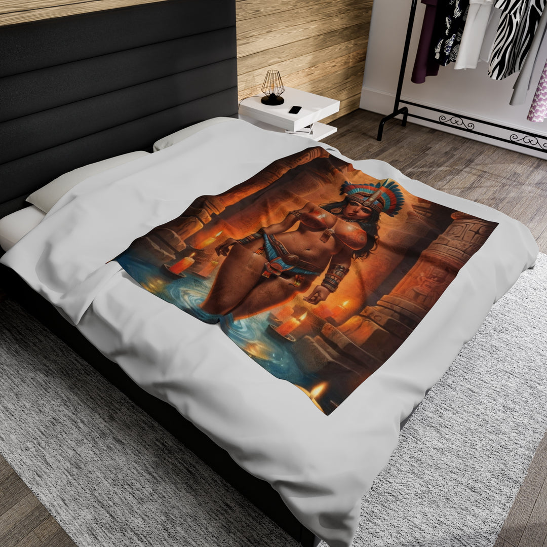 Aztec Warrior Princess Plush Blanket