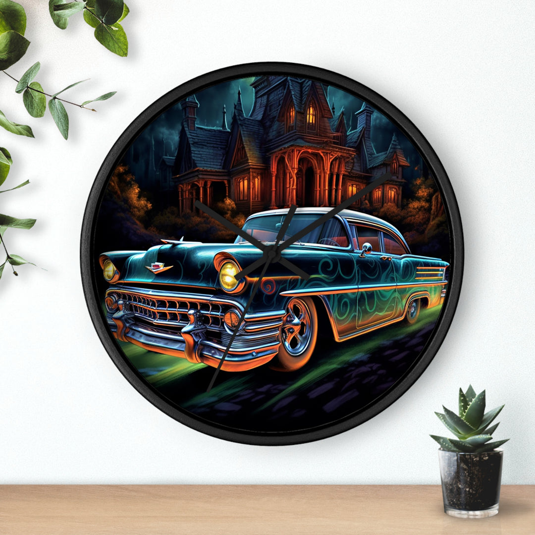 1957 Chevy Haunted House Wall Clock