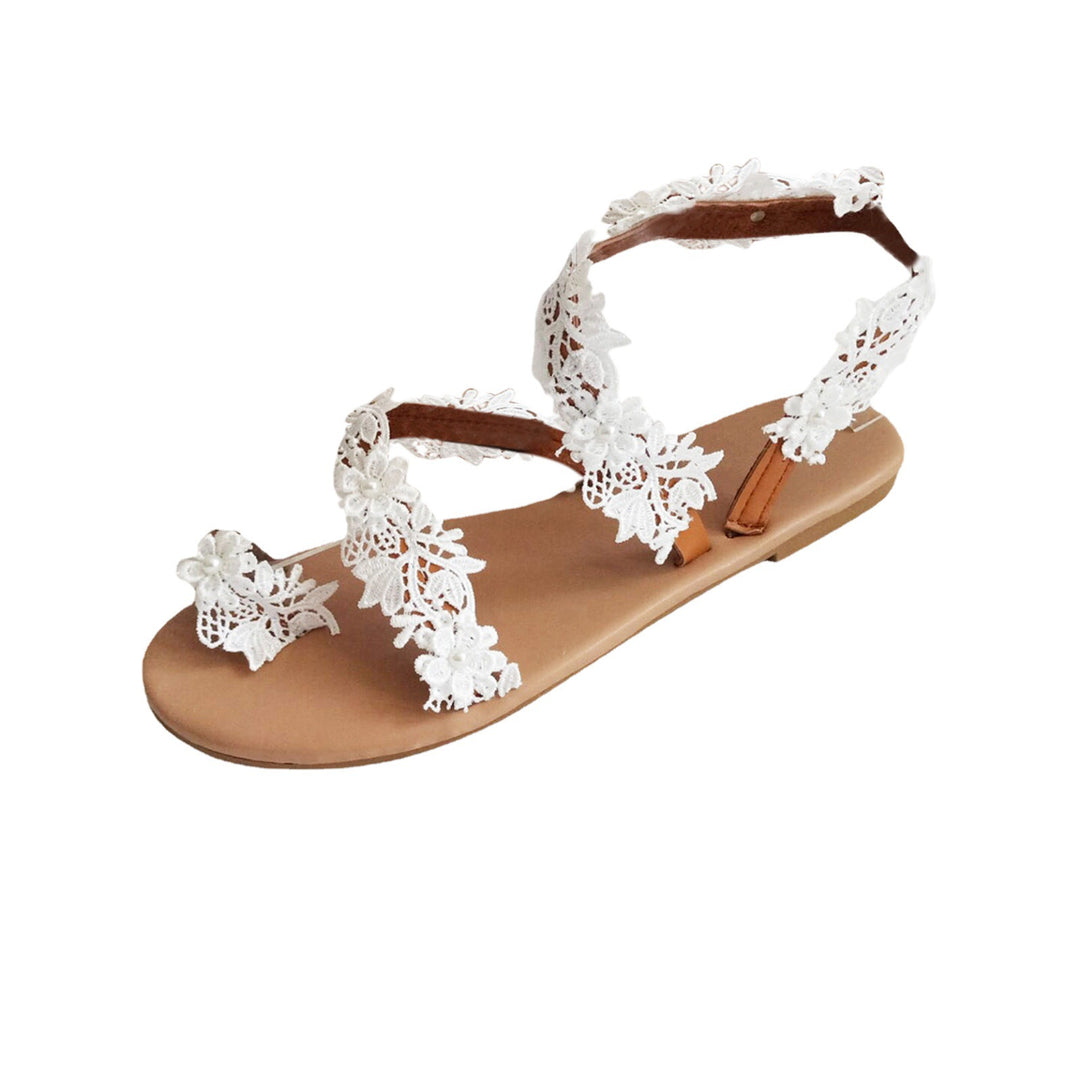 Flower Roman Women's Soft Sole Outer Wear Pearl Fashion Beach Casual Sandals