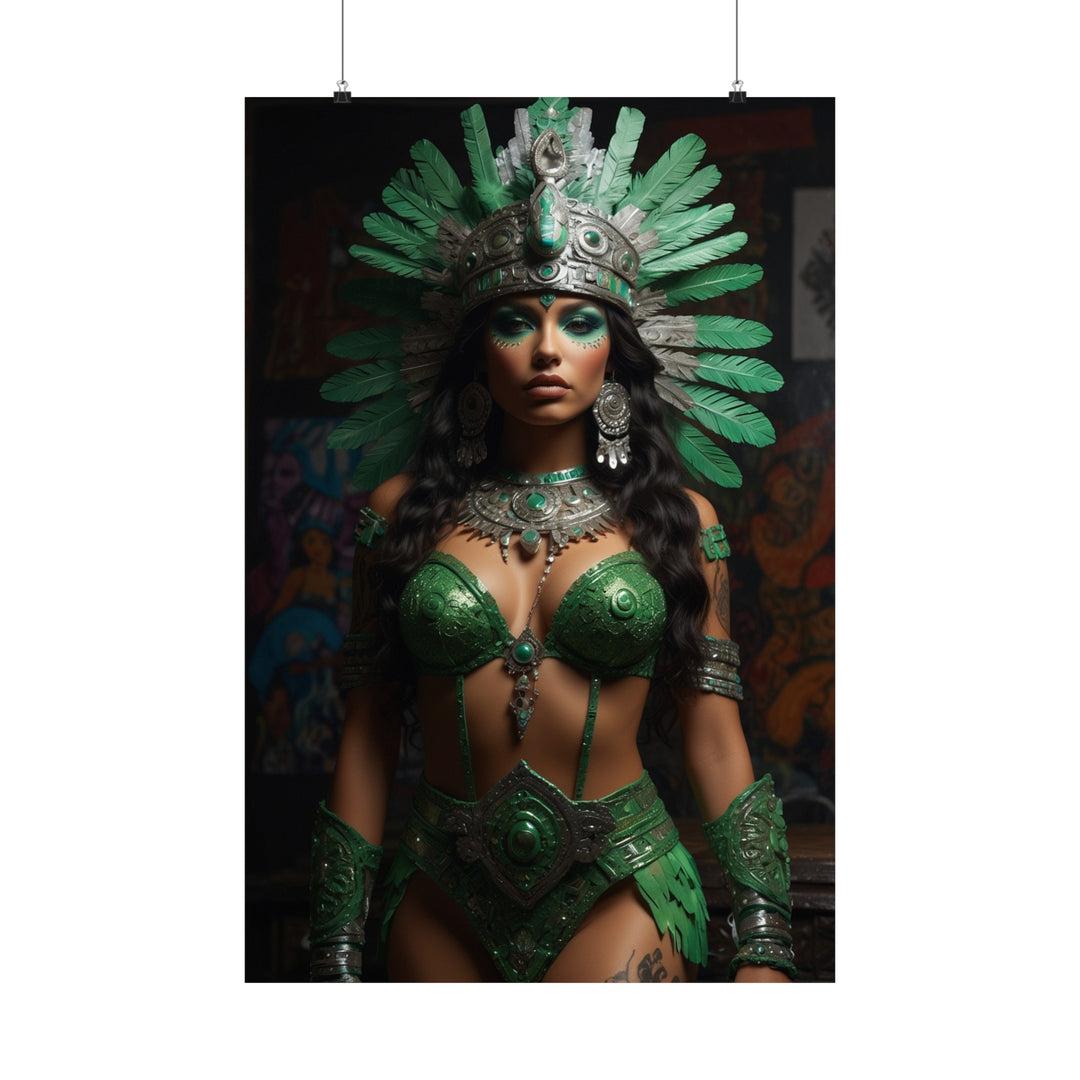 The Green Aztec Goddess Matte Vertical Posters