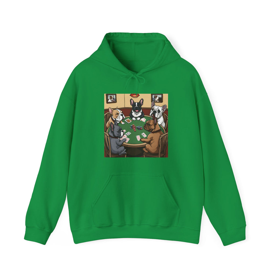 French Bulldog Poker Game Heavy Blend™ Hooded Sweatshirt